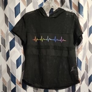 SHEIN Black Mesh Hoodie with Colorful Design